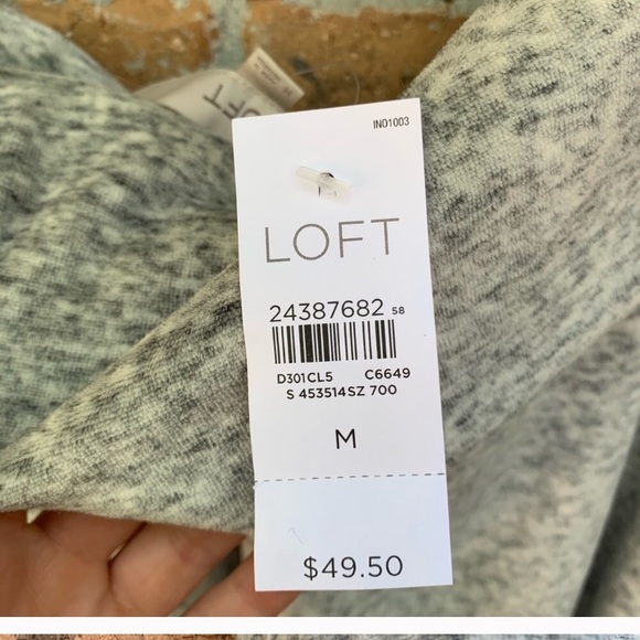 LOFT Off Shoulder Velour Top Grey Melange NEW - Picture 5 of 5